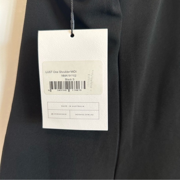 NWT NOOKIE designer LUST one shoulder black cocktail dress size S - Picture 3 of 7